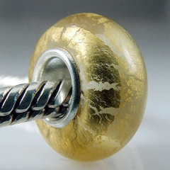 european 24K Gold Foil Glass Beads with 925 sterling silver single core