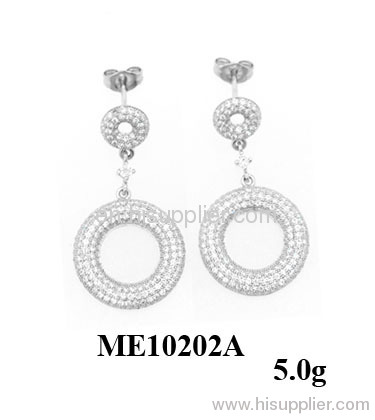Round Shape Micro Pave Silver Earring