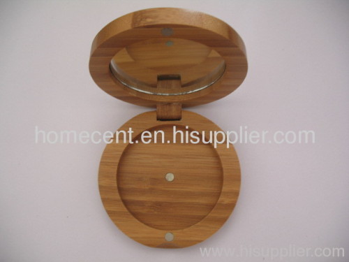 Round Bamboo Cosmetic Compact