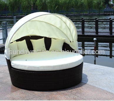 outdoor PE rattan sunbed