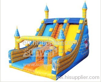 Double stitched inflatable slide