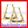Celeb Inspired Gold Topaz Teal Bamboo Earrings Wholesale