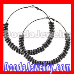 70mm Basketball Wives Hoop Black Crystal Spacer Beads Earrings supplies