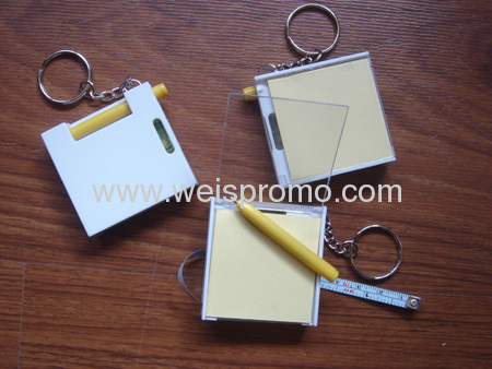 Multi-function key ring gift tape measure with memo pad