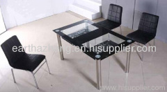 new style black tempered glass dining table and chairs