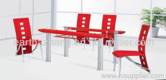 new style bent glass dining table and chairs