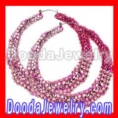 Cheap Red Basketball Wives Bamboo Crystal Hoop Earrings Wholesale