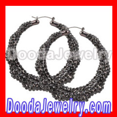 Bamboo Crystal Hoop Earrings