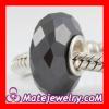 Sterling Silver Single Core european Faceted Zircon Stone Black Beads Wholesale