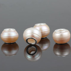 11-13mm Helix Irregular Nature Pink Freshwater Pearl european style Beads 925 Stamped Silver Core