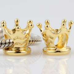 wholesale gold plated sterling silver chamilia Golden Queen Crown charm