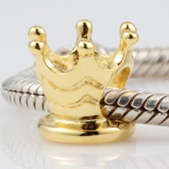 wholesale gold plated sterling silver chamilia Golden Queen Crown charm