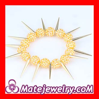 12mm Yellow beads Basketball Wives beaded Inspired Spike Bracelets Wholesale