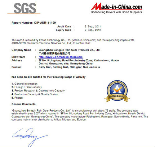 SGS certificate