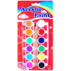 12 colors acrylic paints with a brush