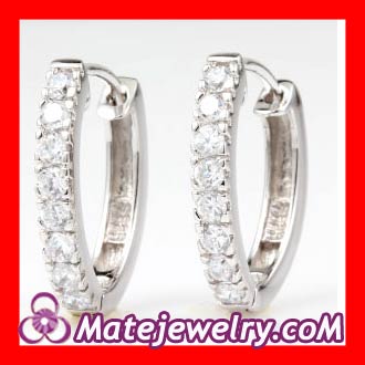 Sterling Silver Fashion CZ Huggie Hoop Earrings Cheap