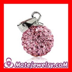 Sterling Silver 10mm Pink Czech Crystal Pendants Wholesale