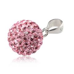 Sterling Silver 10mm Pink Czech Crystal Pendants Wholesale