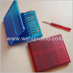 plastic transprent tool box with screwdriver bit