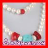 Wholesale Fashion Freshwater Pearl Long Necklace with Turquoise and Coral