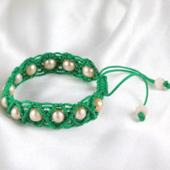 Wholesale Fashion Hand Knitted Adjustable handmade Inspired Bracelet with Nature Freshwater Pearl