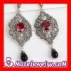 Thai Sterling Silver Marcasite Earrings inlay Red CZ Stone