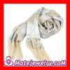 Whit silk scarf with fringe 170×50cm Silk Scarf Painting Wholesale