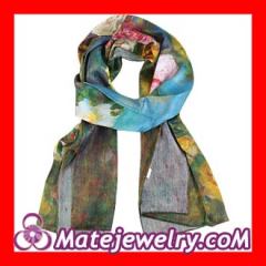 Cheap flower silk scarf 170×50cm Long Oblong Silk Scarves Wholesale