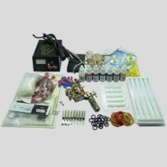 Tattoo Kit 1 Gun Machine with Power Supply Grips/Inks/ Needles/tips/grips