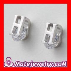 Sterling silver letter H ear studs