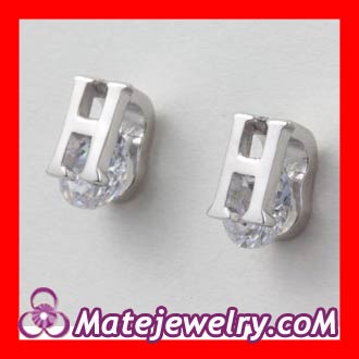 Sterling silver letter H ear studs