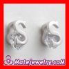 Sterling Silver Letter S CZ Stud Earrings