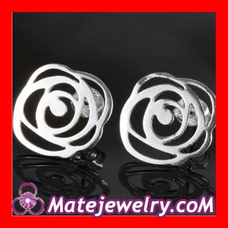 Silver hollow flower studs