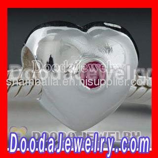 925 silver european puffy heart charm beads