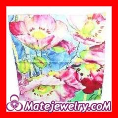 Pure Silk Scarves 65×65cm Printed Painting Lotus Medium Square Silk Scarf Shawls Wholesale