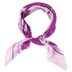 Printed Purple Silk Scarf 50X50cm Small Square Satin Pure Silk Scarves Wholesale
