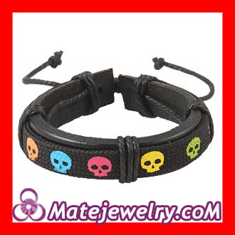Fashion Wrist bands Friendship Handmade Skull Leather Bracelets Wholesale