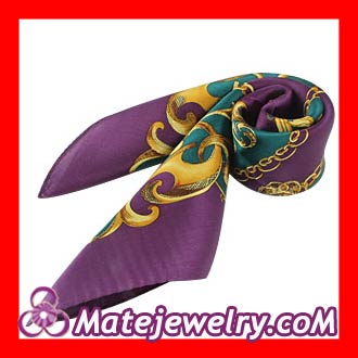 Printed purple silk scarf