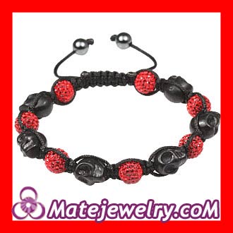 red shamballa skull bracelets