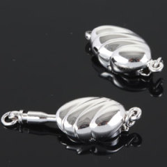 Fishhook Pearl Clasp Rhodium Plated 8X16mm Sterling Silver