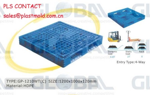 Six rails base plastic pallets industrial blue hdpe pallets