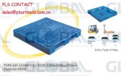 Six rails base plastic pallets industrial blue hdpe pallets