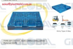 Six rails base plastic pallets industrial blue hdpe pallets