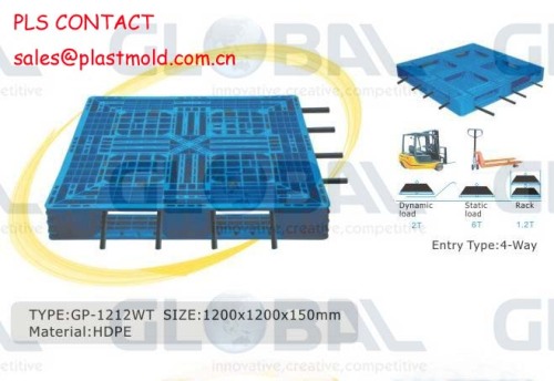 Six rails base plastic pallets industrial blue hdpe pallets