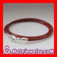 44cm Slippy Red Leather Necklace with Sterling Lobster Clasp