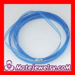 42cm Charm Jewelry Blue Silk Necklace with sterling silver clasp