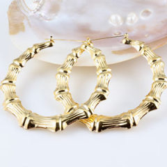 80mm Gold Basketball Wives Bamboo Hoop Earrings Wholesale