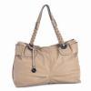 Ladies Leather Handbag with PU Material, Double Handle and Black Hardware H0727-2
