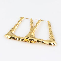 50×40mm Gold Basketball Wives Bamboo Door Knocker Earrings Wholesale