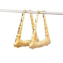 50×40mm Gold Basketball Wives Bamboo Door Knocker Earrings Wholesale
